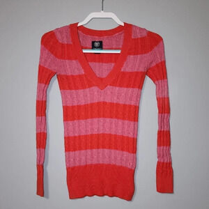 AE Womens Sweater, Pink & Red Striped, Size Small